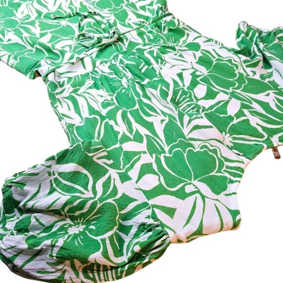Faithful The Brand La Castella Green White Tropical Mini Dress Size 4 - Picture 11 of 15